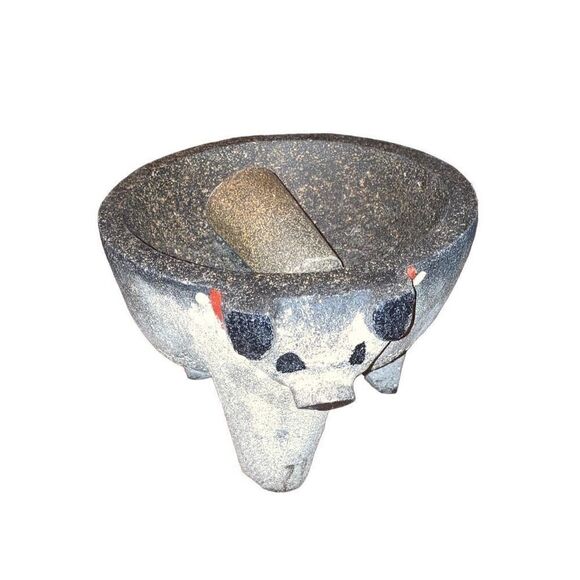 Authentic Mexican Heavyweight Lava Volcanic Rock Stone Mortar and Pestle Dog Pig - Picture 1 of 8